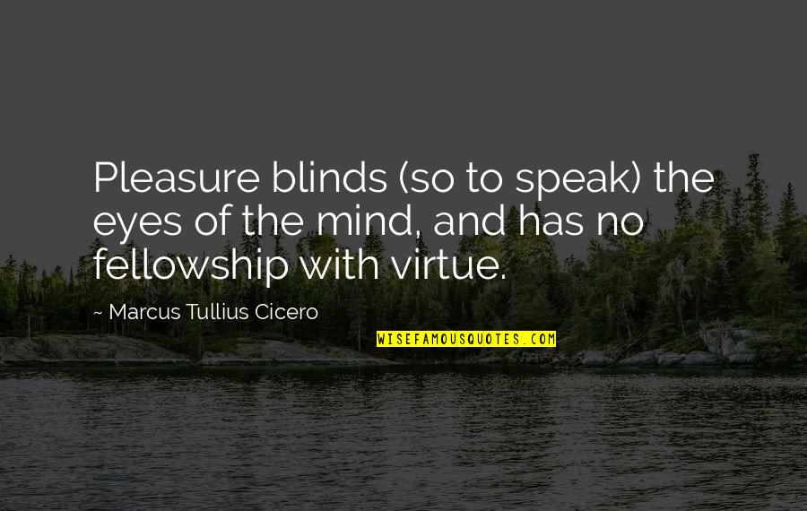 Blinds Quotes By Marcus Tullius Cicero: Pleasure blinds (so to speak) the eyes of