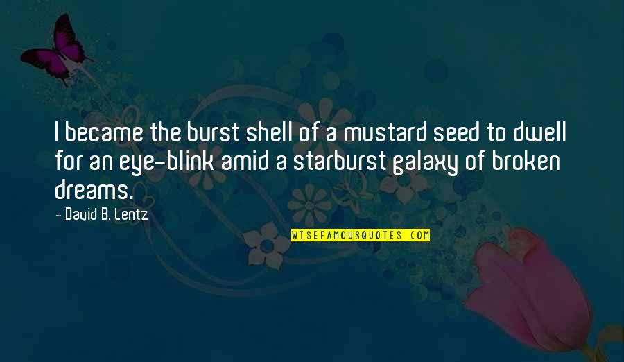 Blink Of An Eye Quotes By David B. Lentz: I became the burst shell of a mustard