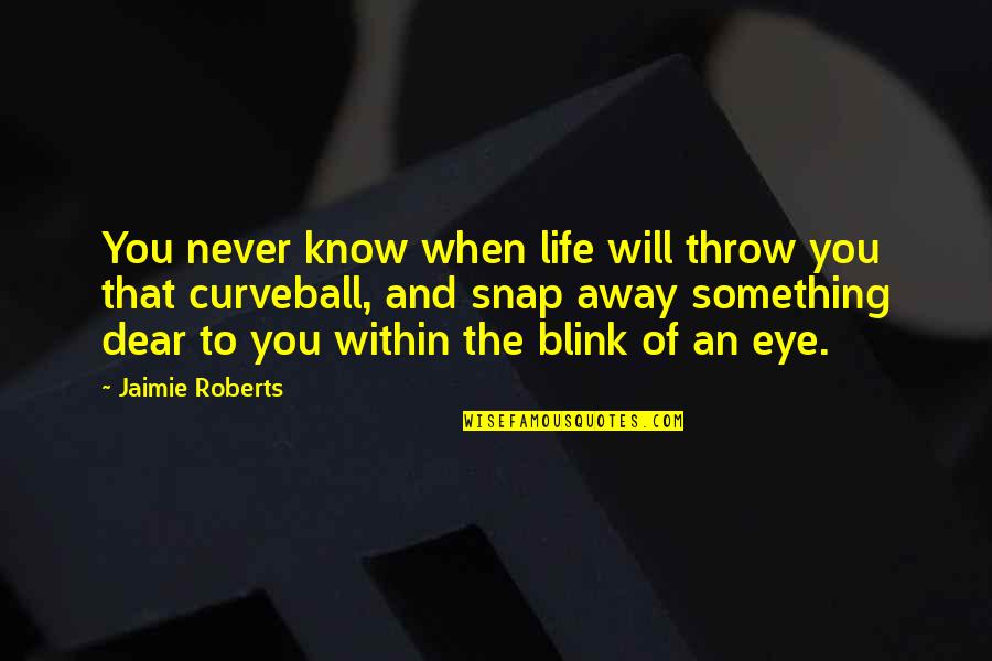 Blink Of An Eye Quotes By Jaimie Roberts: You never know when life will throw you