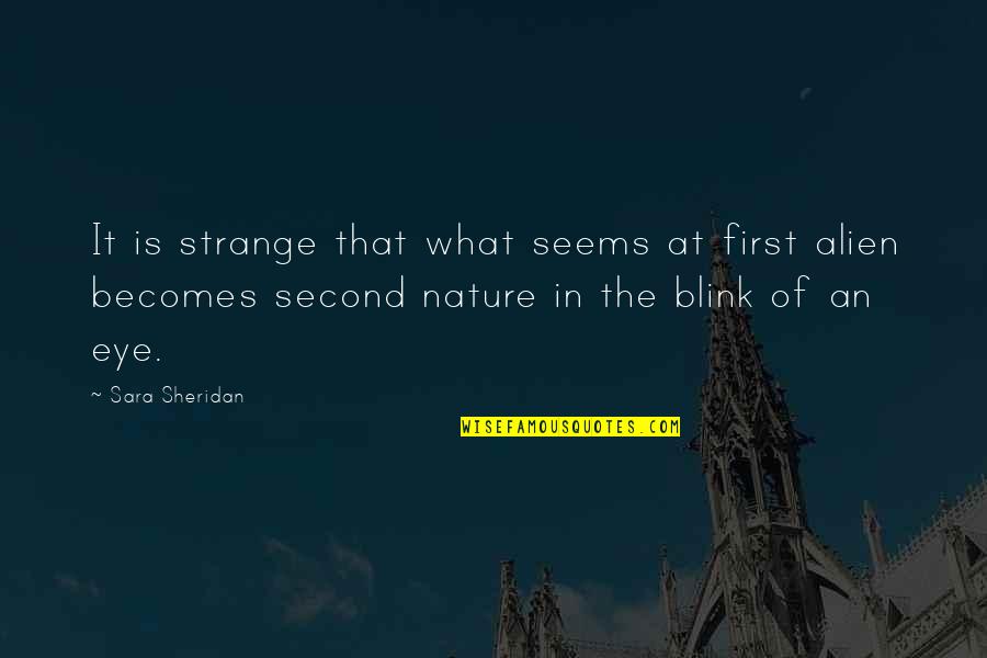 Blink Of An Eye Quotes By Sara Sheridan: It is strange that what seems at first