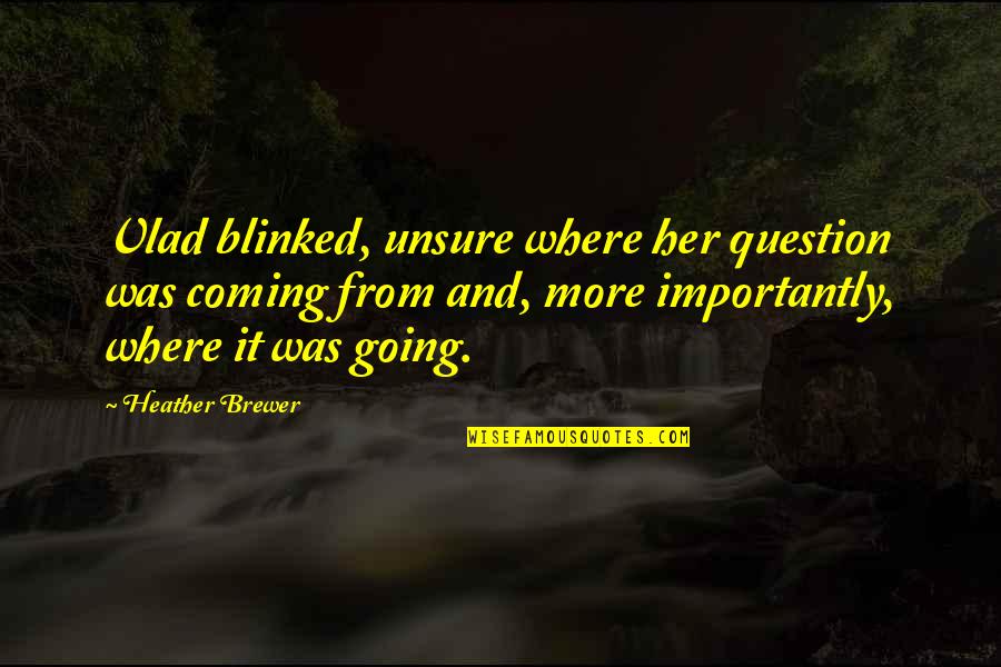 Blinked Quotes By Heather Brewer: Vlad blinked, unsure where her question was coming