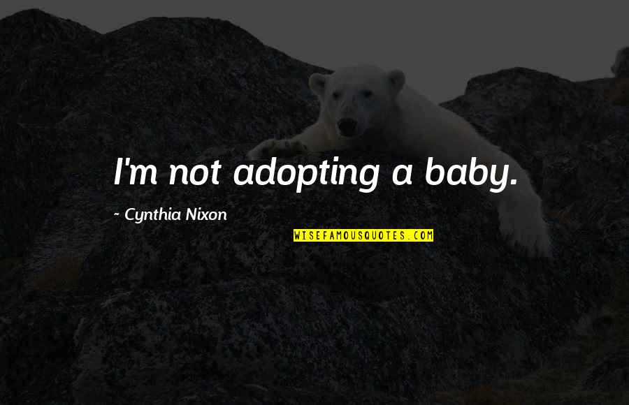 Blinkered Vision Quotes By Cynthia Nixon: I'm not adopting a baby. Blinkered Vision Quotes By Cynthia Nixon: I'm not adopting a baby.