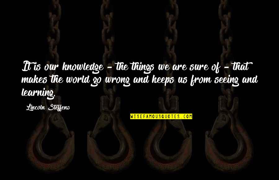 Blisko Buduce Quotes By Lincoln Steffens: It is our knowledge - the things we Blisko Buduce Quotes By Lincoln Steffens: It is our knowledge - the things we