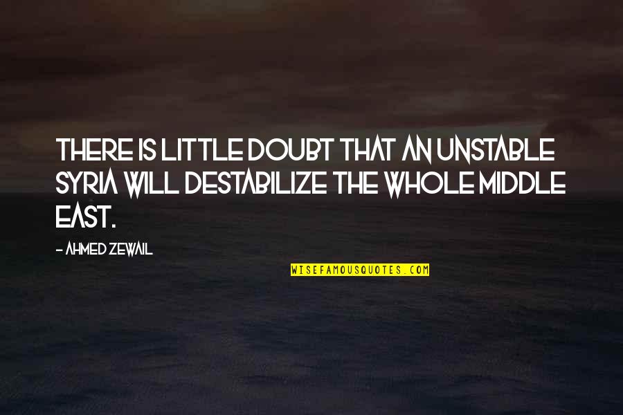 Blister Quotes By Ahmed Zewail: There is little doubt that an unstable Syria