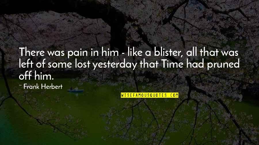 Blister Quotes By Frank Herbert: There was pain in him - like a
