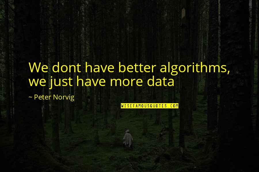 Blisteringly Hot Quotes By Peter Norvig: We dont have better algorithms, we just have