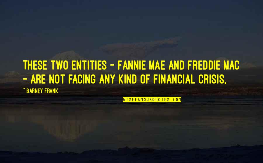 Blitzing The Quarterback Quotes By Barney Frank: These two entities - Fannie Mae and Freddie