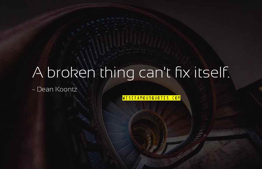 Bljesak Crna Quotes By Dean Koontz: A broken thing can't fix itself.