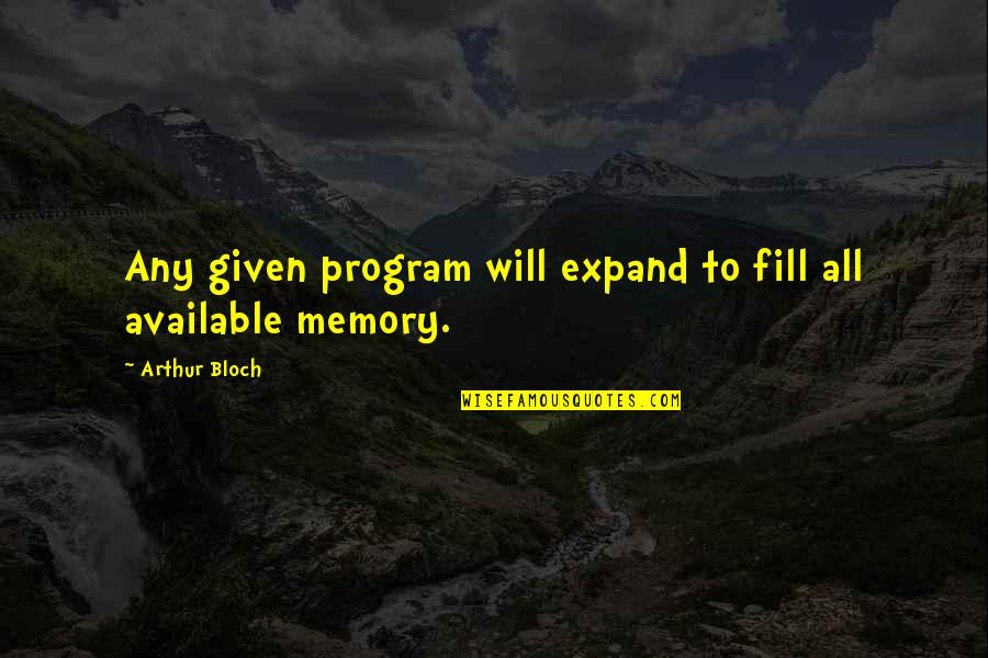 Bloch Quotes By Arthur Bloch: Any given program will expand to fill all
