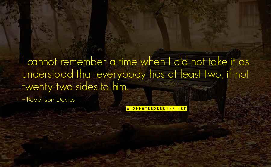 Block Letters Quotes By Robertson Davies: I cannot remember a time when I did