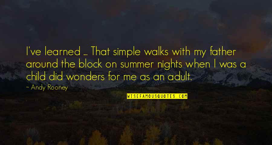 Block Me Quotes By Andy Rooney: I've learned ... That simple walks with my