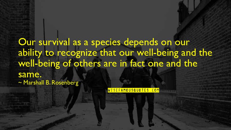 Blockbusting Quotes By Marshall B. Rosenberg: Our survival as a species depends on our