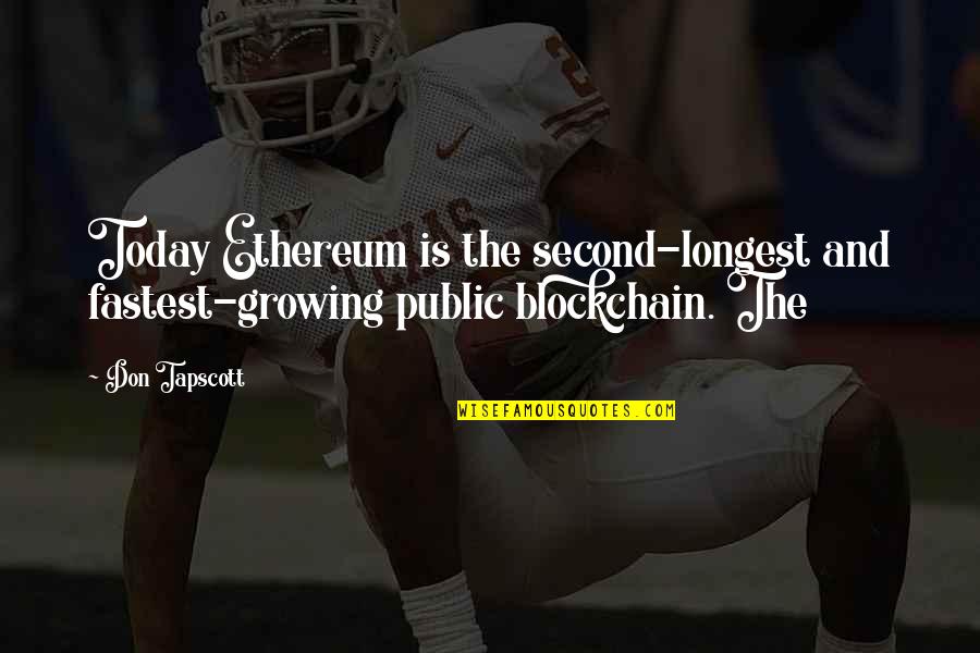 Blockchain Quotes By Don Tapscott: Today Ethereum is the second-longest and fastest-growing public