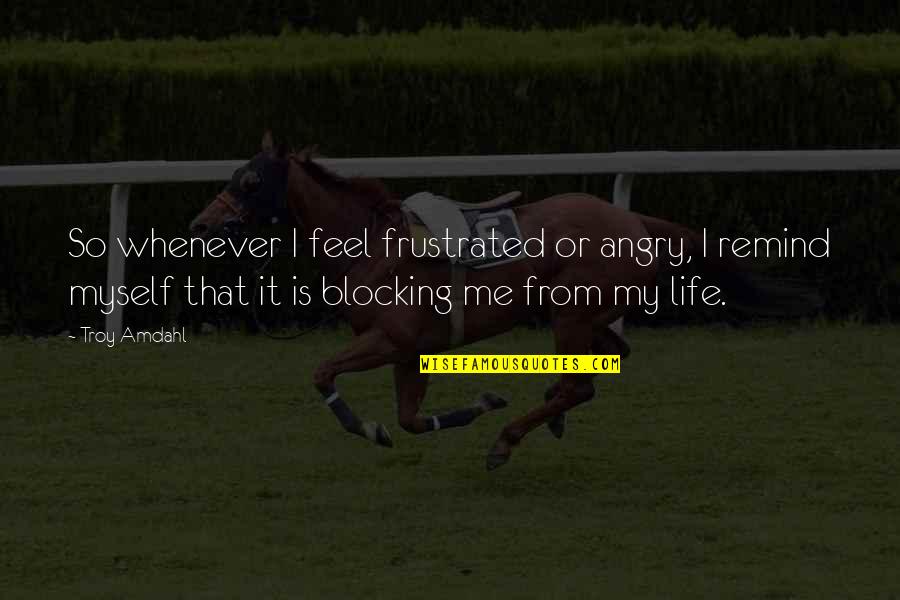 Blocking Me Quotes By Troy Amdahl: So whenever I feel frustrated or angry, I