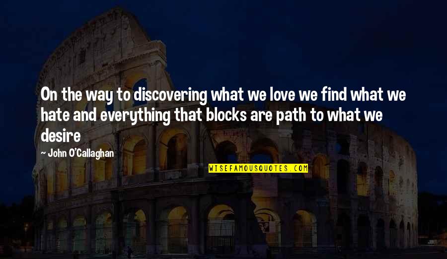 Blocks Quotes By John O'Callaghan: On the way to discovering what we love