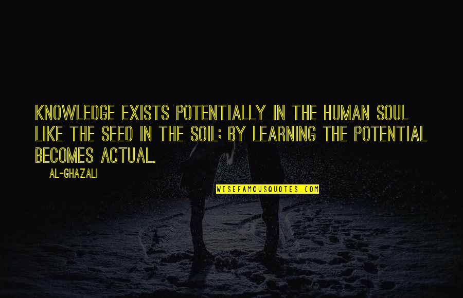 Bloederige Letters Quotes By Al-Ghazali: Knowledge exists potentially in the human soul like Bloederige Letters Quotes By Al-Ghazali: Knowledge exists potentially in the human soul like