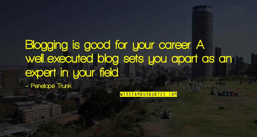 Blog Quotes By Penelope Trunk: Blogging is good for your career. A well-executed