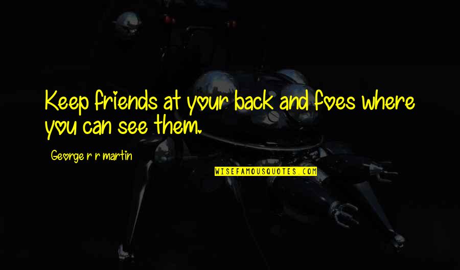 Blomma Fabric Quotes By George R R Martin: Keep friends at your back and foes where Blomma Fabric Quotes By George R R Martin: Keep friends at your back and foes where