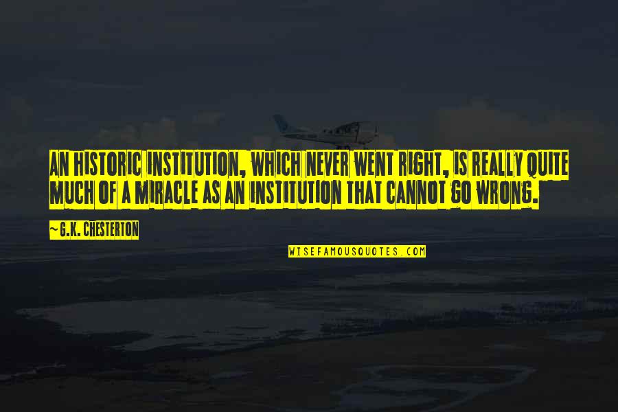Blonde Transformation Quotes By G.K. Chesterton: An historic institution, which never went right, is Blonde Transformation Quotes By G.K. Chesterton: An historic institution, which never went right, is