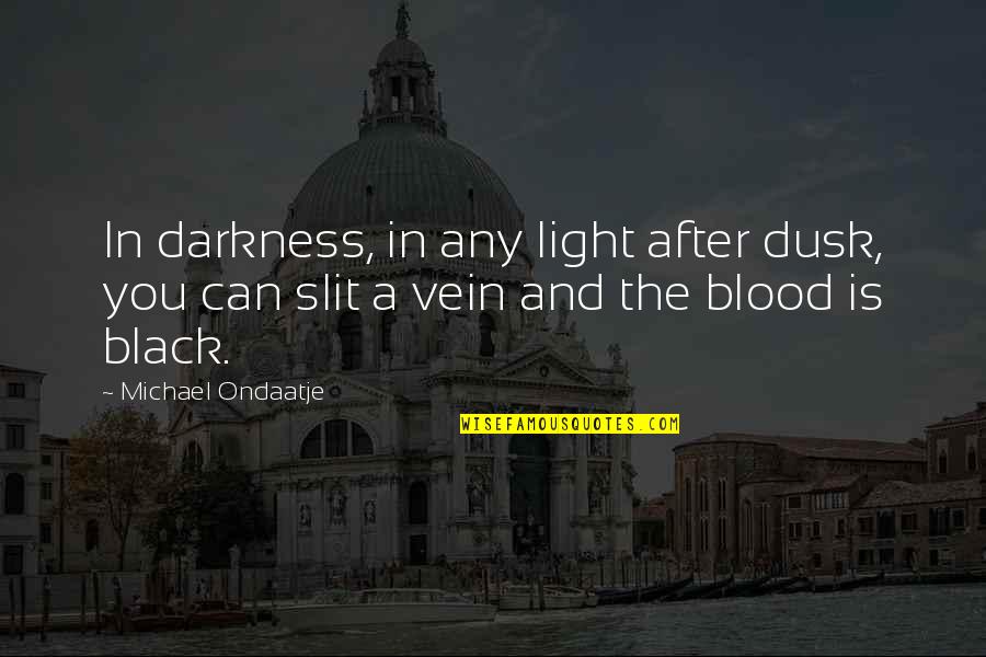 Blood And Darkness Quotes By Michael Ondaatje: In darkness, in any light after dusk, you Blood And Darkness Quotes By Michael Ondaatje: In darkness, in any light after dusk, you