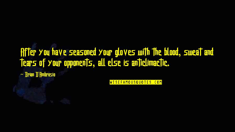 Blood And Life Quotes By Brian D'Ambrosio: After you have seasoned your gloves with the
