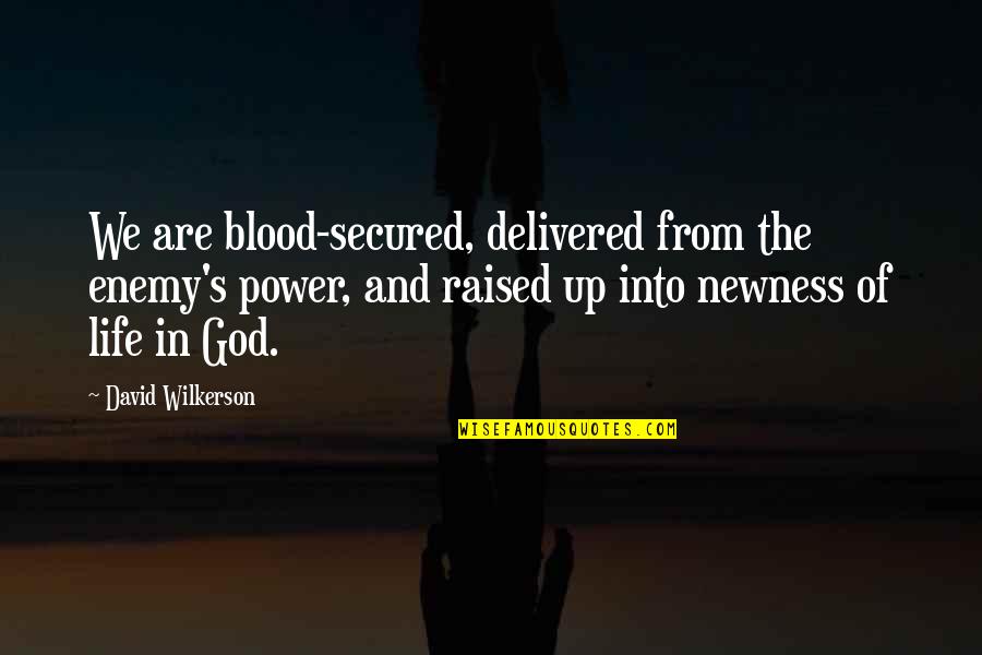 Blood And Life Quotes By David Wilkerson: We are blood-secured, delivered from the enemy's power,