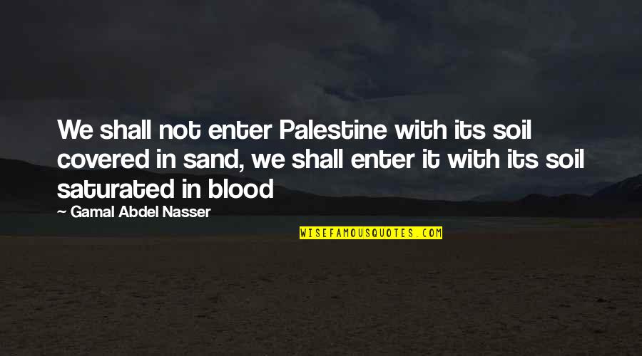 Blood And Soil Quotes By Gamal Abdel Nasser: We shall not enter Palestine with its soil