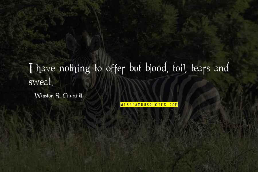 Blood And Sweat Quotes By Winston S. Churchill: I have nothing to offer but blood, toil,
