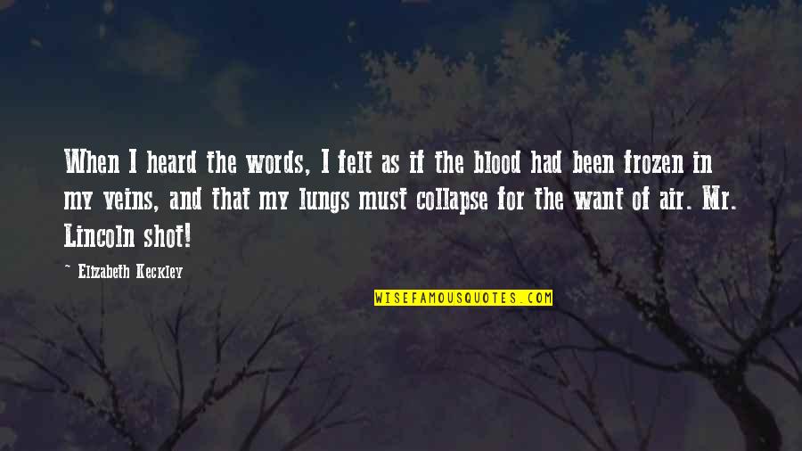 Blood And Veins Quotes By Elizabeth Keckley: When I heard the words, I felt as
