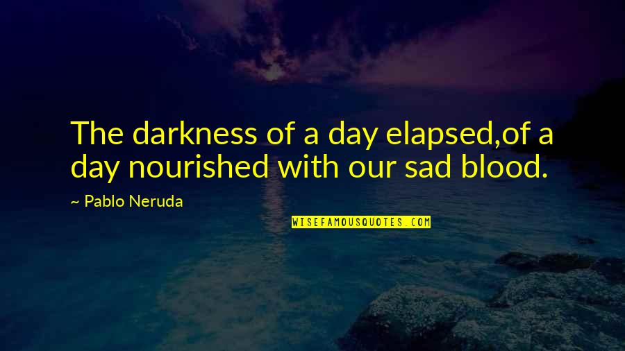Blood Day Quotes By Pablo Neruda: The darkness of a day elapsed,of a day