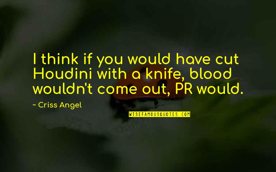 Blood If Quotes By Criss Angel: I think if you would have cut Houdini