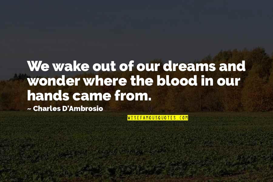 Blood In And Out Quotes By Charles D'Ambrosio: We wake out of our dreams and wonder