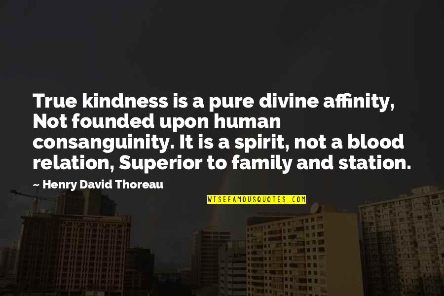Blood Relation Quotes By Henry David Thoreau: True kindness is a pure divine affinity, Not