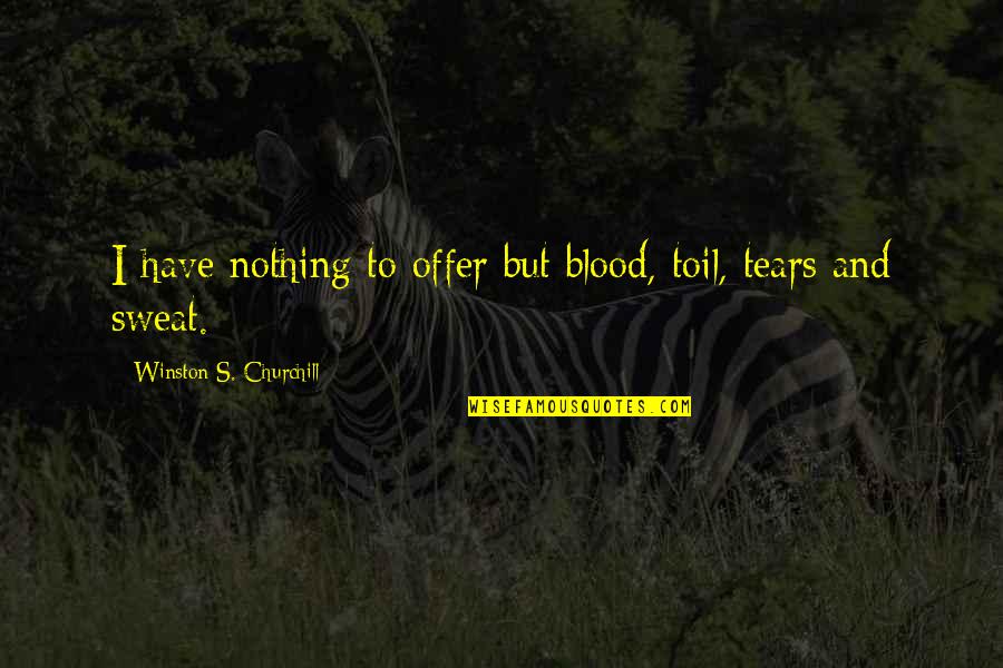 Blood Sweat Tears Quotes By Winston S. Churchill: I have nothing to offer but blood, toil,