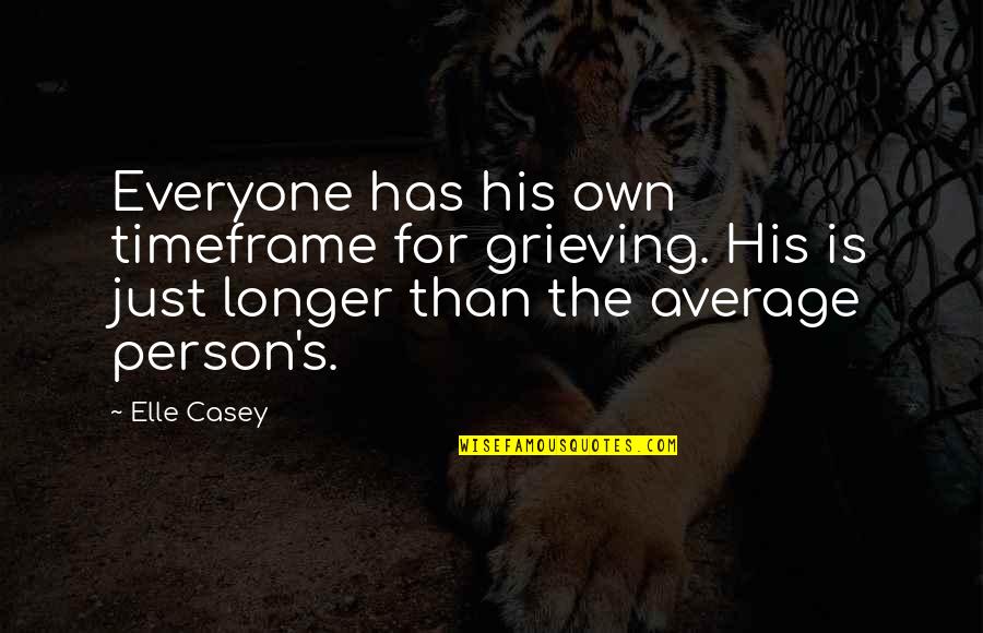 Bloodcurdling Spelling Quotes By Elle Casey: Everyone has his own timeframe for grieving. His Bloodcurdling Spelling Quotes By Elle Casey: Everyone has his own timeframe for grieving. His