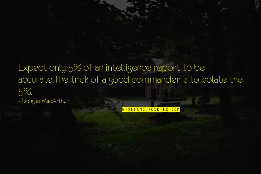Bloodhound Gang Funny Quotes By Douglas MacArthur: Expect only 5% of an intelligence report to