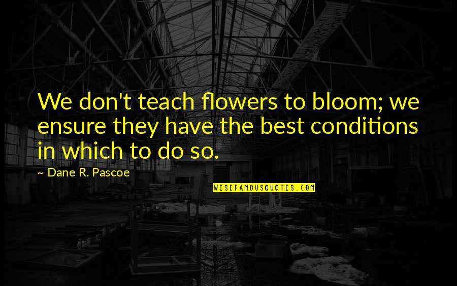 Bloom Inspirational Quotes By Dane R. Pascoe: We don't teach flowers to bloom; we ensure