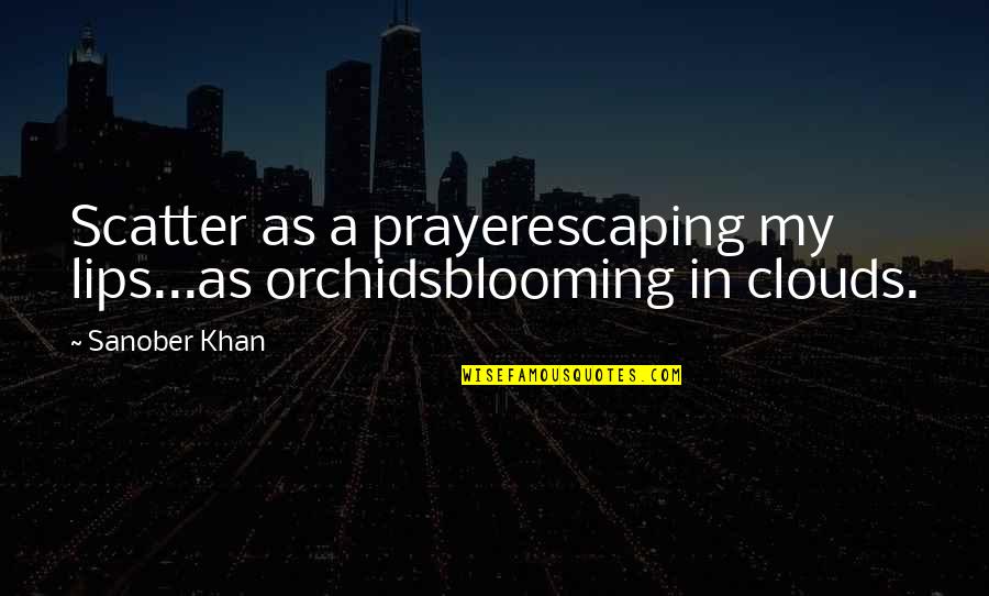Blooming Poetry Quotes By Sanober Khan: Scatter as a prayerescaping my lips...as orchidsblooming in