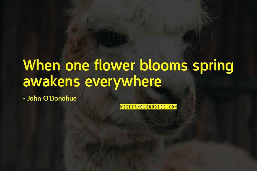 Blooms Inspirational Quotes By John O'Donohue: When one flower blooms spring awakens everywhere
