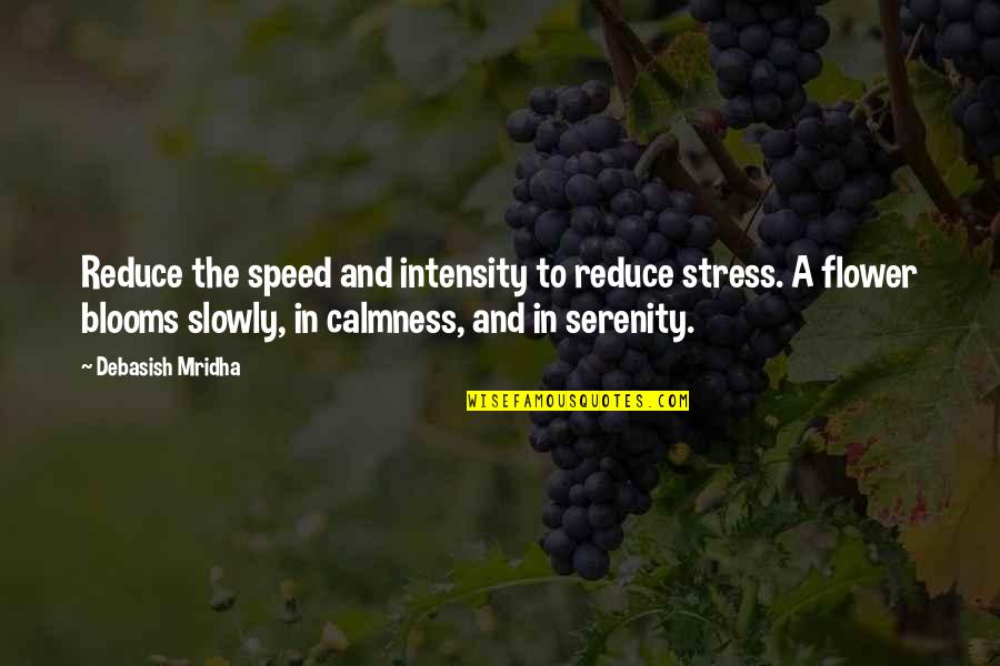 Blooms Quotes By Debasish Mridha: Reduce the speed and intensity to reduce stress.