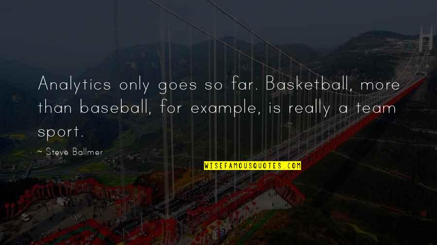 Bloomspot Quotes By Steve Ballmer: Analytics only goes so far. Basketball, more than Bloomspot Quotes By Steve Ballmer: Analytics only goes so far. Basketball, more than