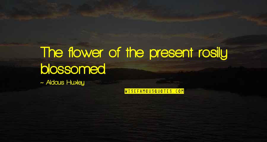 Blossomed Quotes By Aldous Huxley: The flower of the present rosily blossomed.