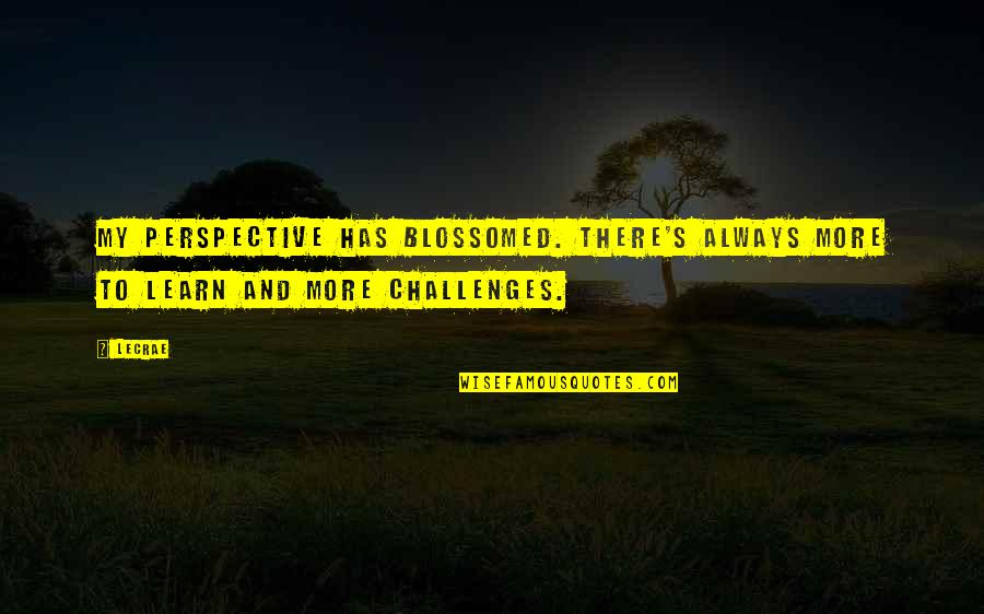 Blossomed Quotes By LeCrae: My perspective has blossomed. There's always more to