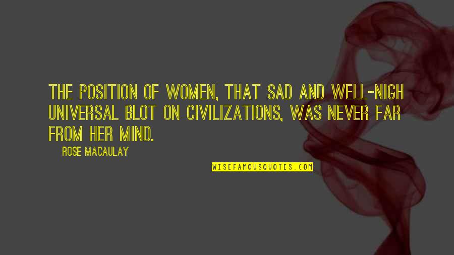 Blot Quotes By Rose Macaulay: The position of women, that sad and well-nigh