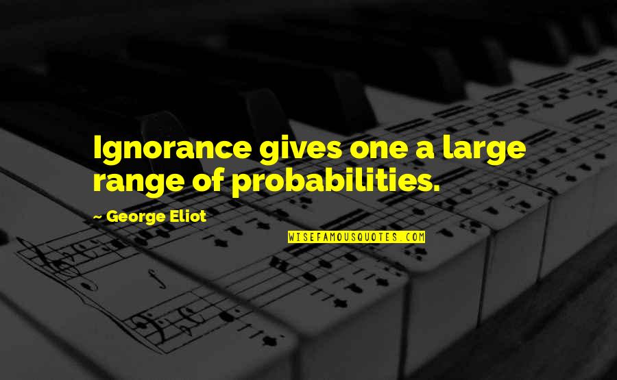 Blotched Crossword Quotes By George Eliot: Ignorance gives one a large range of probabilities. Blotched Crossword Quotes By George Eliot: Ignorance gives one a large range of probabilities.