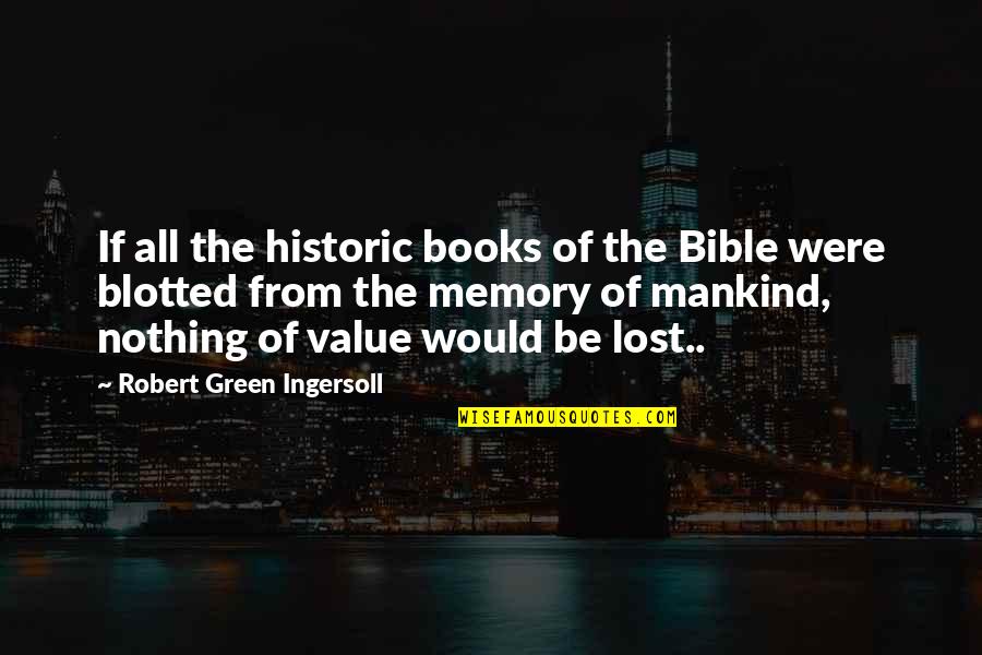 Blotted Quotes By Robert Green Ingersoll: If all the historic books of the Bible