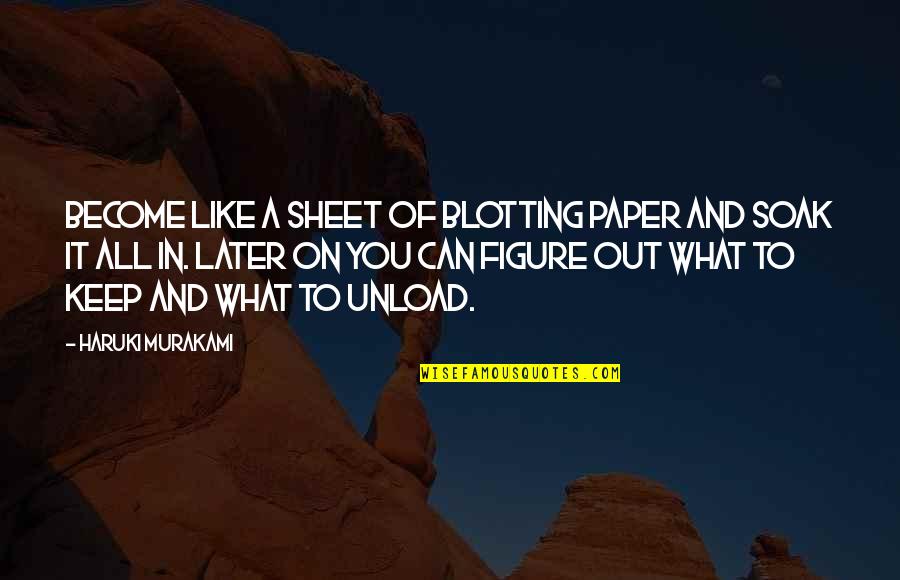 Blotting Paper Quotes By Haruki Murakami: Become like a sheet of blotting paper and