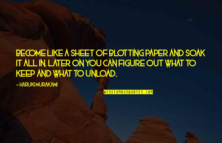 Blotting Quotes By Haruki Murakami: Become like a sheet of blotting paper and