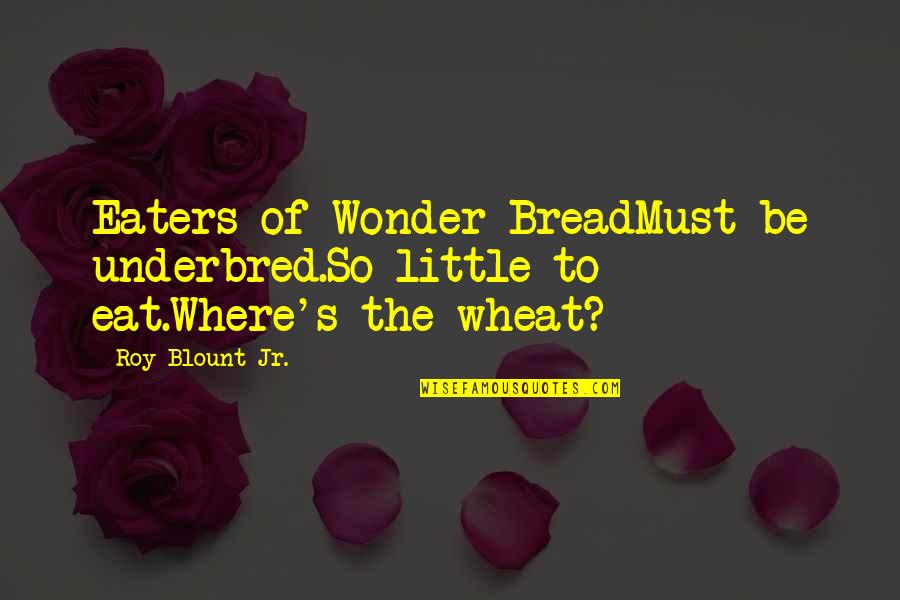 Blount's Quotes By Roy Blount Jr.: Eaters of Wonder BreadMust be underbred.So little to