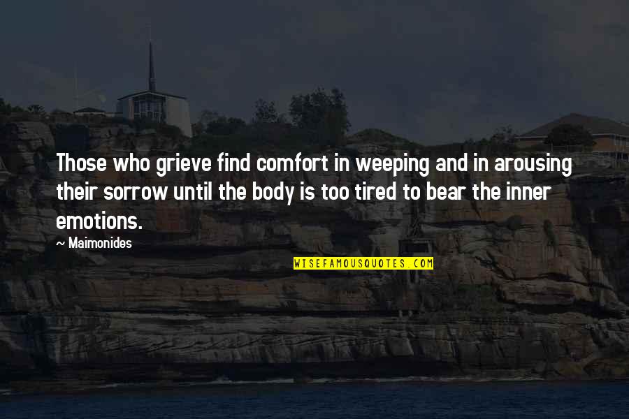 Blow Minding Quotes By Maimonides: Those who grieve find comfort in weeping and